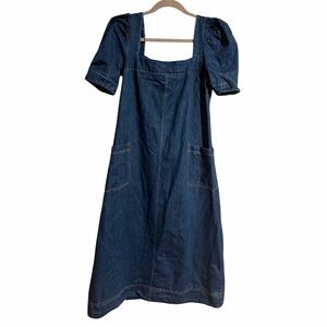 MABLE Denim Puff Sleeve Midi Dress Western Rodeo Country Concert